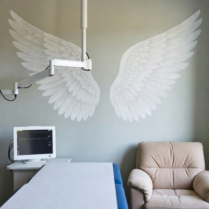 A vital signs monitor beside the table